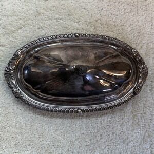 Sheridan Silverplated Oval Butter Dish with Glass Insert Serving Condiment Tray